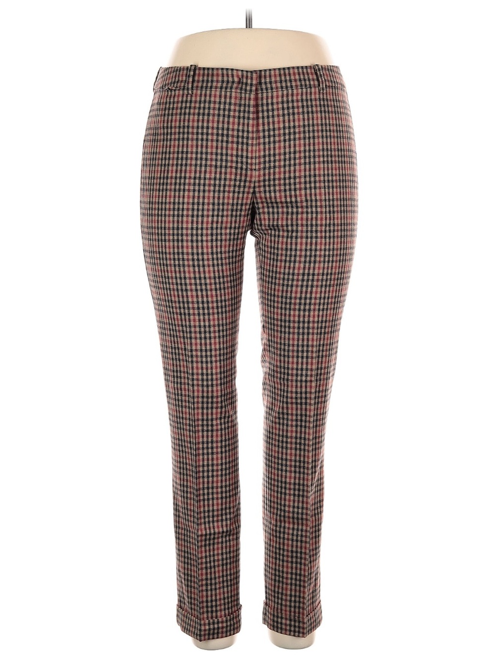 Women's Plaid Slim Trouser Pants - Black, Red, Cream